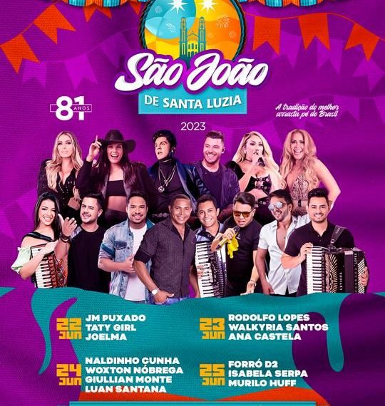 São João de Santa Luzia terá shows de Luan Santana, Joelma, Ana Castela e Taty Girl ; confira