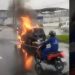 Carro pega fogo na BR-230, em Bayeux