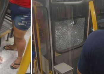 Idoso fica ferido após ser atingido por pedra dentro de ônibus em João Pessoa