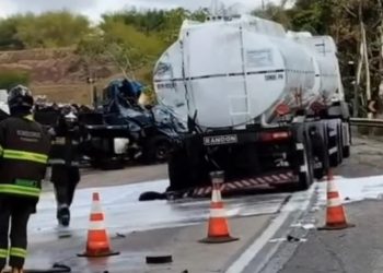 Acidente com caminhão-tanque deixa trecho da BR-101 próximo a João Pessoa interditado