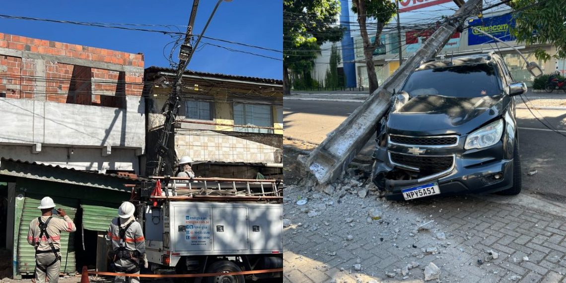 Motoristas colidem e danificam postes em dois pontos de João Pessoa