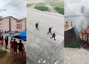 Protesto é marcado por disparos, fogo em lixo e confronto com a PM em João Pessoa