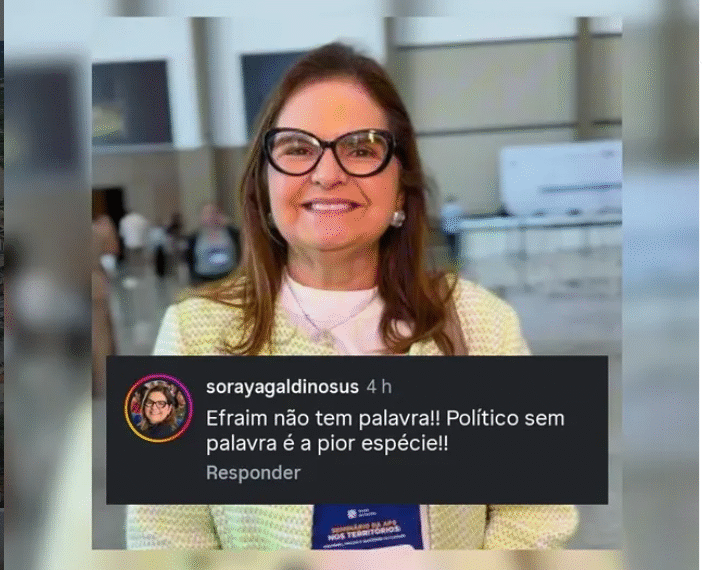 Irmã de Adriano Galdino chama Efraim de “político sem palavra”