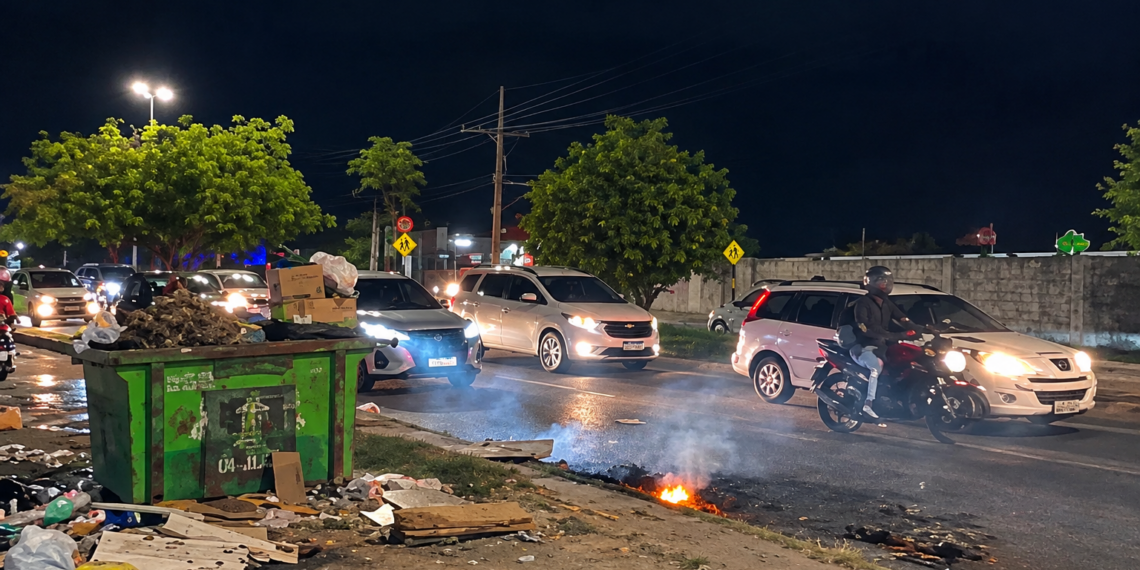 Gari é agredido durante protesto na Avenida Tancredo Neves, em João Pessoa
