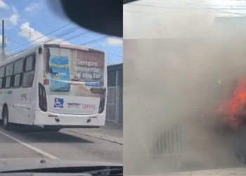 Ônibus pega fogo em avenida de João Pessoa após pane elétrica; passageiros são retirados em segurança