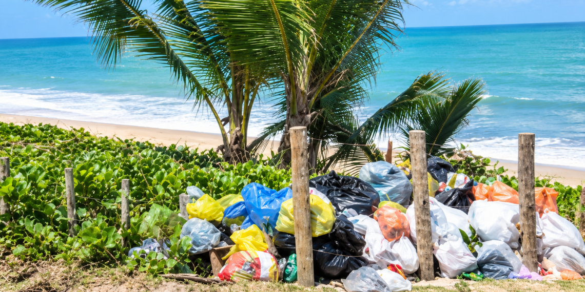 Lixo toma conta da praia de Tabatinga, e moradores cobram providências da prefeita Karla Pimentel