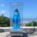 Prefeitura de João Pessoa substitui vidro de proteção da estátua de Iemanjá, no Cabo Branco